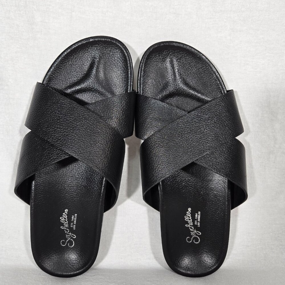 SEYCHELLES Minimalist Lighthearted Slides BLACK Leather Sandals Women's Size 9. - Picture 7 of 17